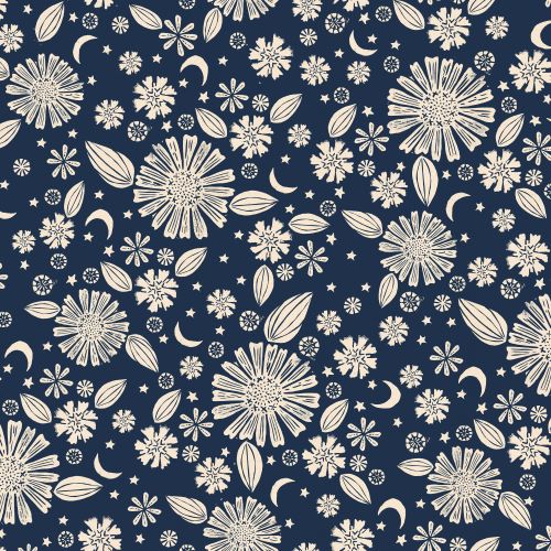 Quilting Fabric - Large Floral on Navy from Golden Hour by Alexia Abegg for Ruby Star Society