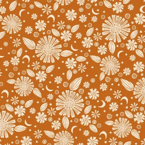 Quilting Fabric - Cream Flowers on Brown from Golden Hour by Alexia Abegg for Ruby Star Society Fabric