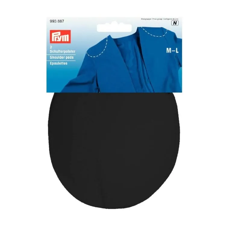 Covered Raglan Shoulder Pads in Black by Prym 993 800 - Size M/L