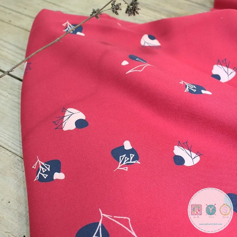 REMNANT - 1.70m - Viscose Crepe Fabric by Eglantine et Zoe - Windy in Grenadine Red