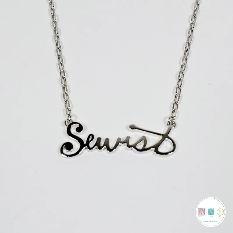 Gift Idea - Sewist Necklace - 20" Silver - Nickel Free - by The Quilt Spot - Sewing Gifts