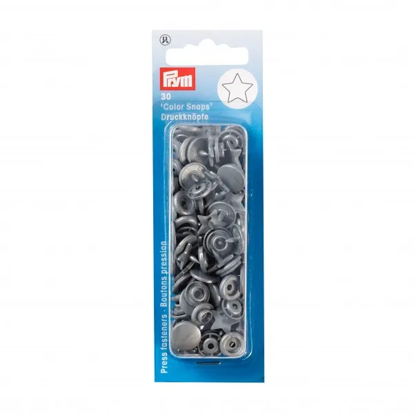 Snap Fasteners - 12.4mm in Silver Grey Star Shape by Prym 393 245