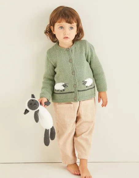 Knitting Pattern - Double Knit Child's Cardigan and Sheep Toy by Sirdar 5373