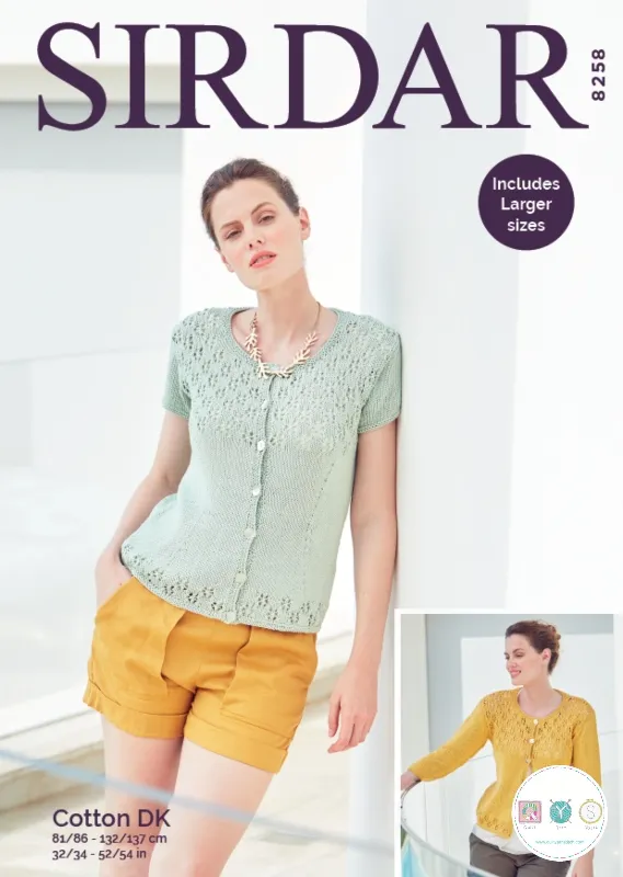 Sirdar 8258 - Cotton Dk Lace Cardigan - Ladies - Knitting Pattern