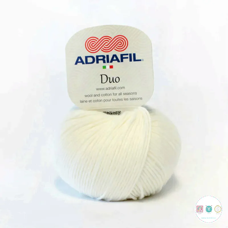 Yarn - Adriafil Duo Comfort Merino Cotton Blend DK in Snow white 68