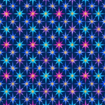 Quilting Fabric - Coloured Stars on Navy Fabric from In The Beginning by Quilting Treasures