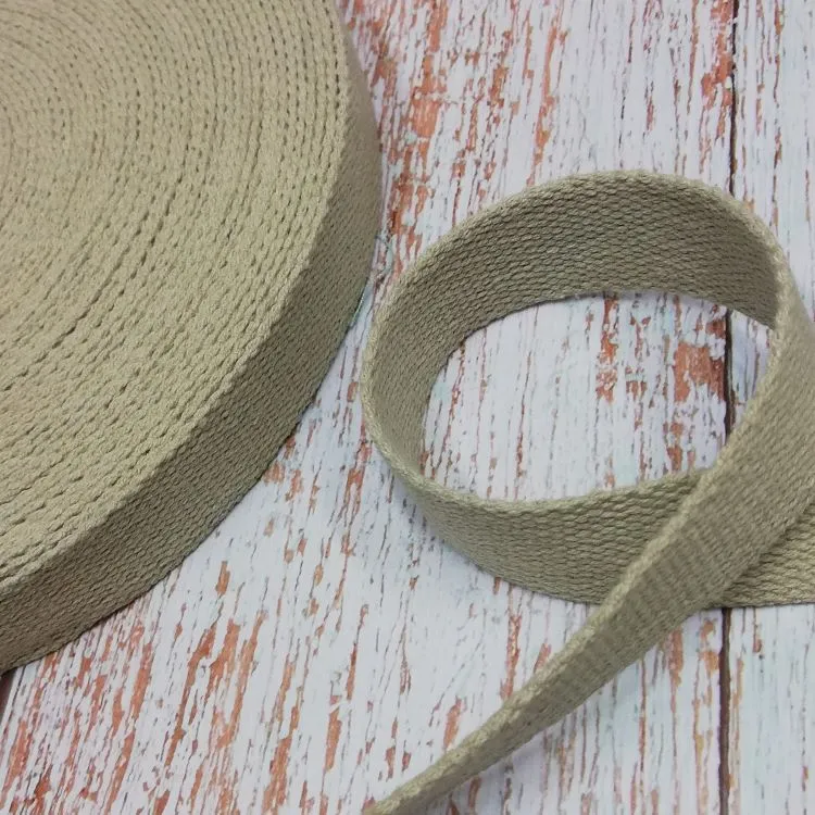 Bag Cotton Webbing - Stone 25mm Wide