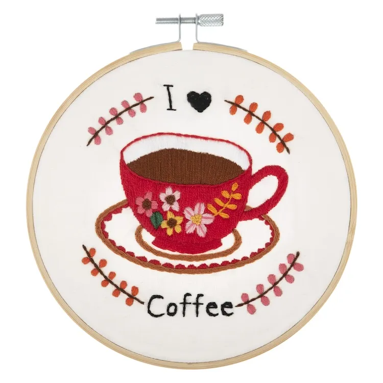 I Love Coffee Embroidery Kit by Trimits