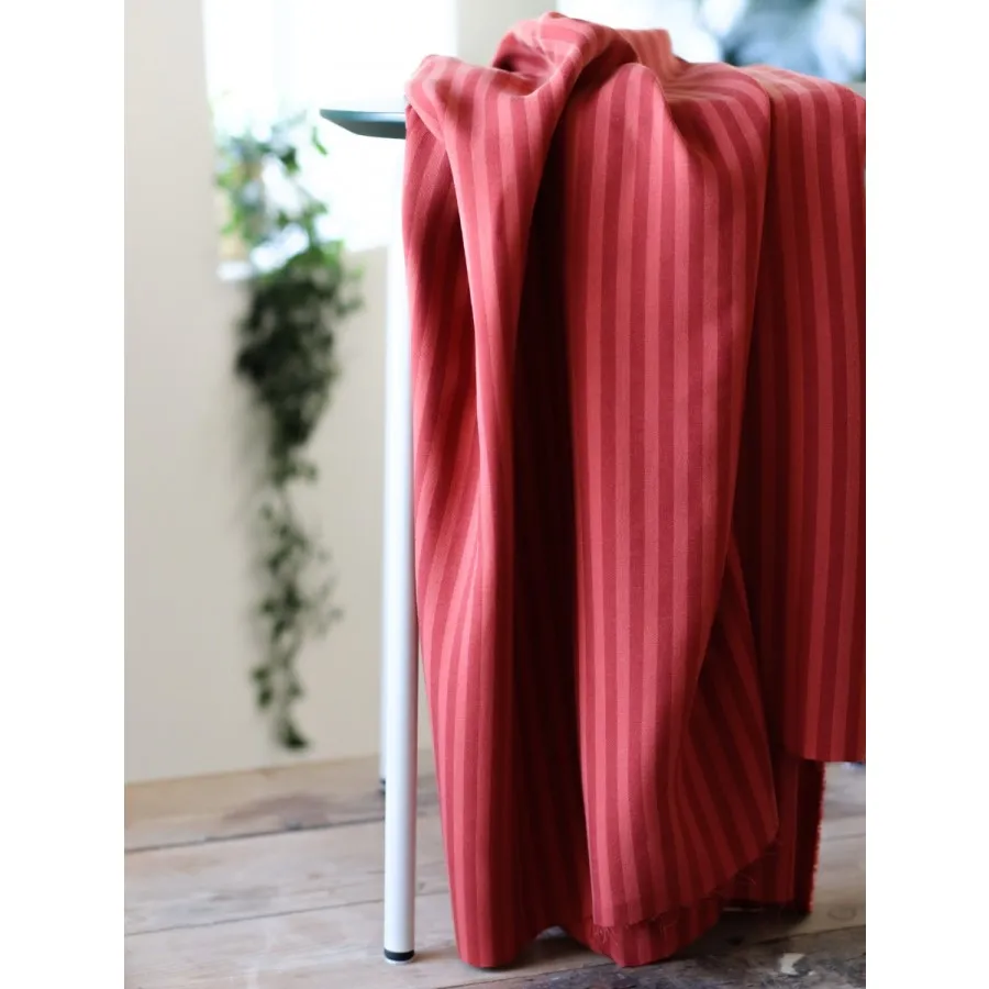 Tencel Woven Fabric in Two Tone Deep Orange Cider Stripe by meetMilk