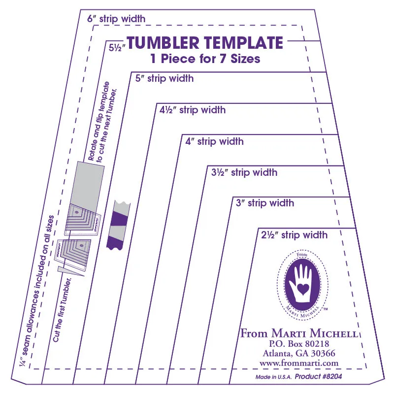 Patchwork & Quilting Ruler - Tumbler from One-derful One Patch by Marti Michell 8204