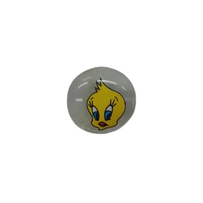 Buttons - 12mm Clear Plastic with Tweety Bird