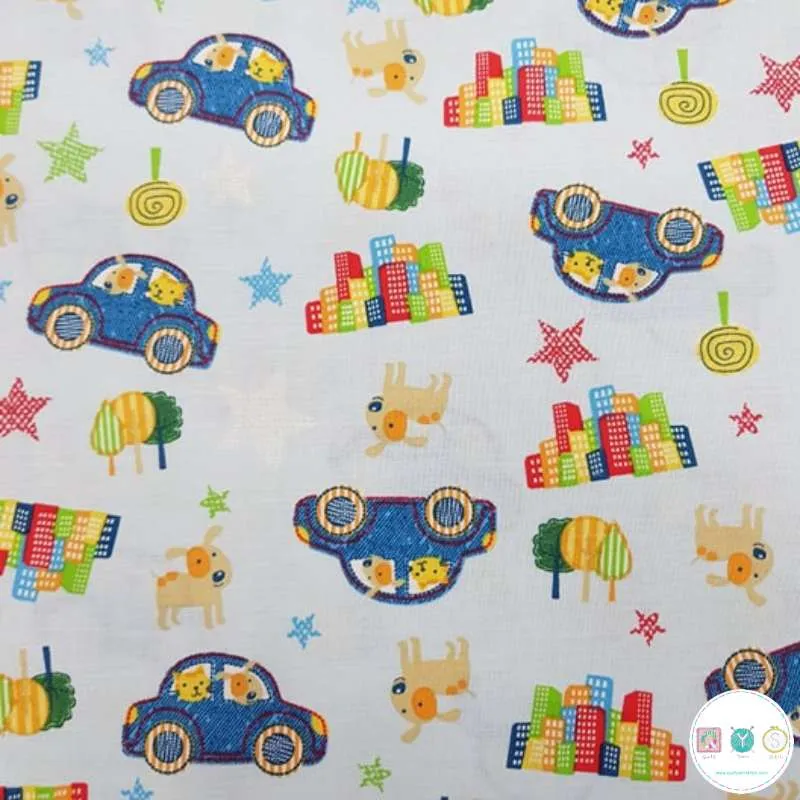 Quilting Fabric - City Dogs In Cars from Urban Zoo by Galaxy for E E Schenck