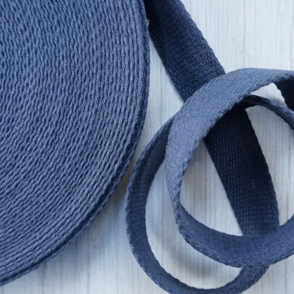 Bag Cotton Webbing - Denim Blue 25mm Wide