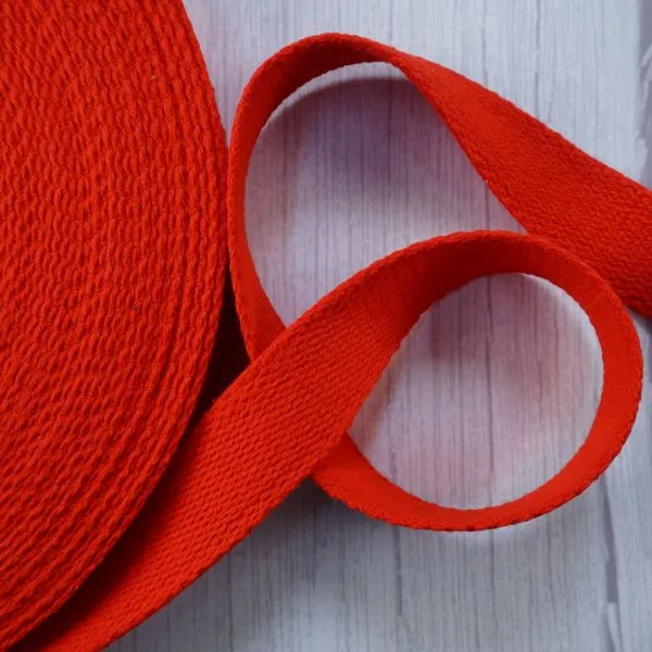 Bag Cotton Webbing - Red 25mm Wide