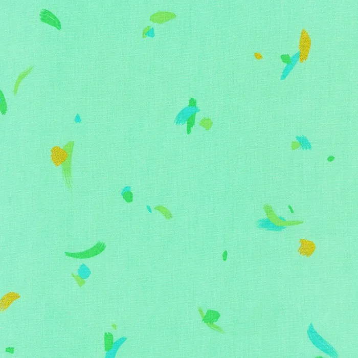 Quilting Fabric - Small Brush Strokes on Aqua Green with Metallic Accents from Wishwell:Brushy by Vanessa Lillrose & Linda Fitch for Robert Kaufman 20973425