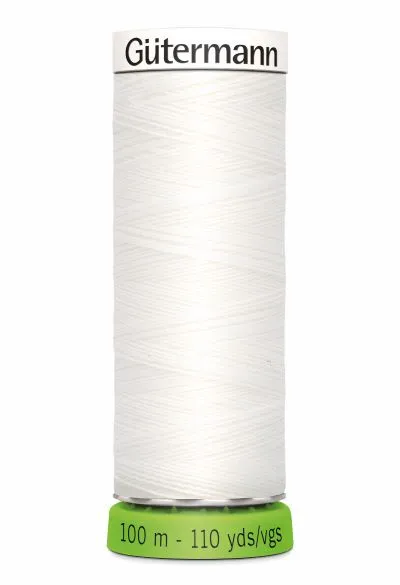 Gutermann Sew All Thread - White Recycled Polyester rPET Colour 800