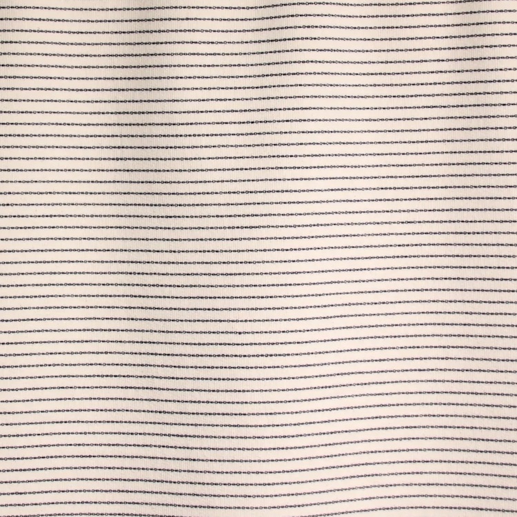 Cotton Blend Denim Fabric with Navy Stripes on Off White by Atelier Jupe