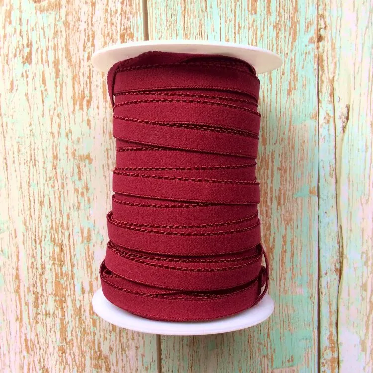 12mm Picot Edged Plush Back Bra Elastic - Wine