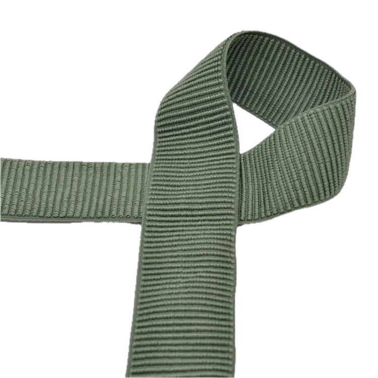 50mm Elastic Rib Tape in Army Green