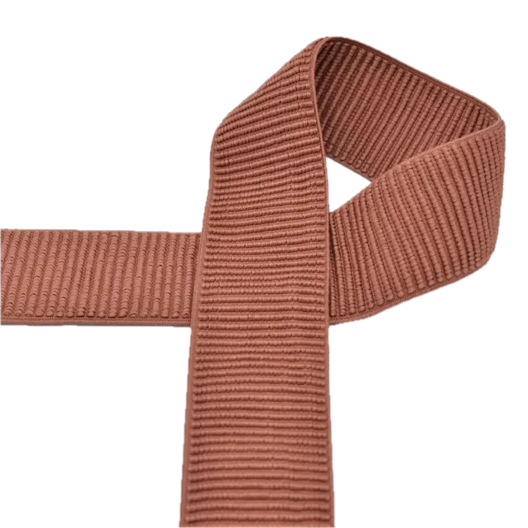 50mm Elastic Rib Tape in Terra Rust