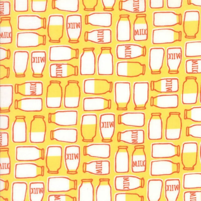 Quilting Fabric - Milk Bottles from Farm Fun by Stacy Iest Hsu for Moda 20534-13