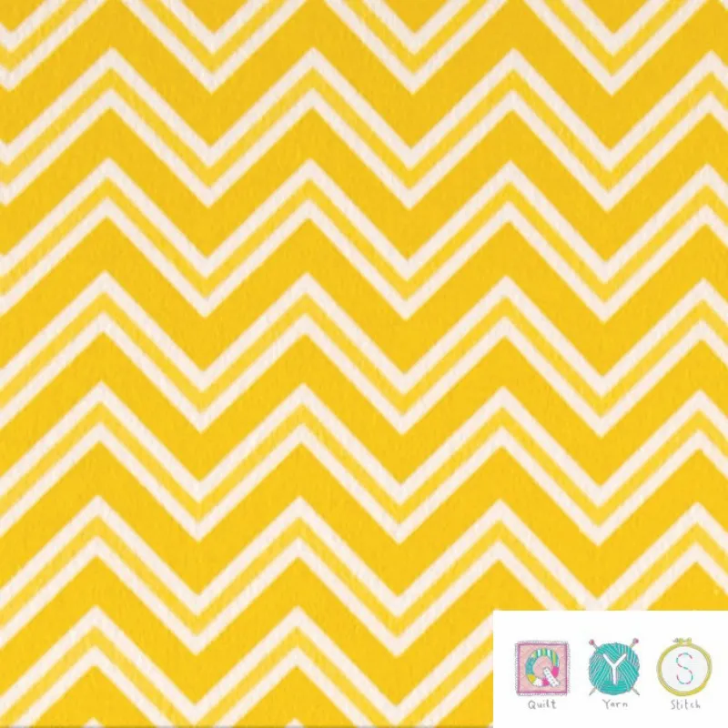 REMNANT - 0.30m - Yellow Chevron Flannel - Ric Rac Paddywack by Kim Diehl for Henry Glass Fabric 