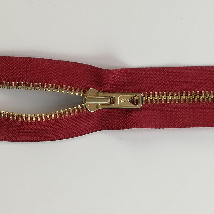 Zip - 75cm Open End Brass - Wine Red