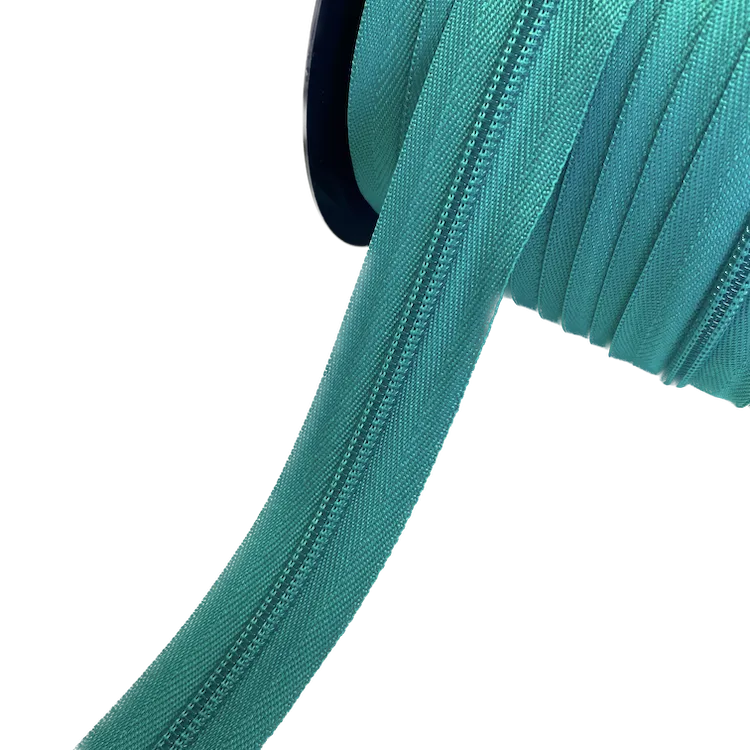 No 5 Teal Green Zip with Matching Coil - Sold by the Metre